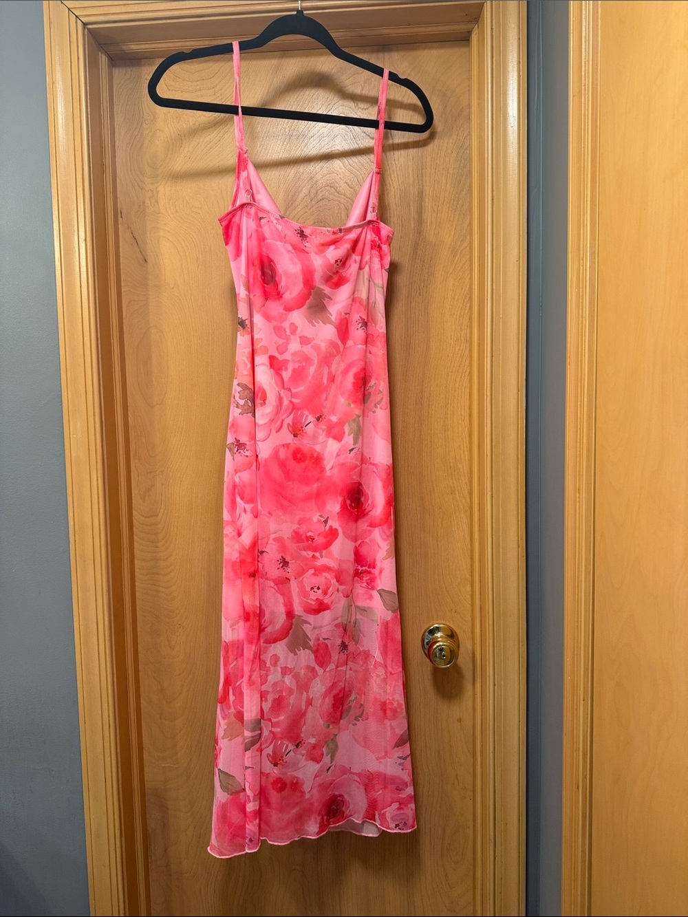 Floral Cowl Neck Pink Slip Dress - Picture 2 of 2